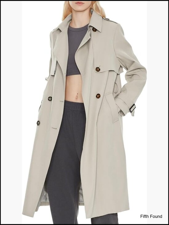 Jackets & Blazers - Women's Long Trench Coat Lightweight Double-Breasted Classic Lapel Overcoat